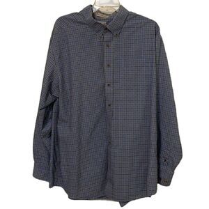 L.L. Bean Blue Plaid Wrinkle-Resistant Button Down Shirt Mens Size XXL